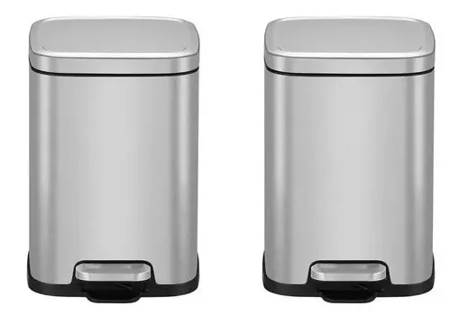 Eco Living Bote De Basura Acero Inoxidable Con Pedal 11.7 Lts Gris 2 piezas
