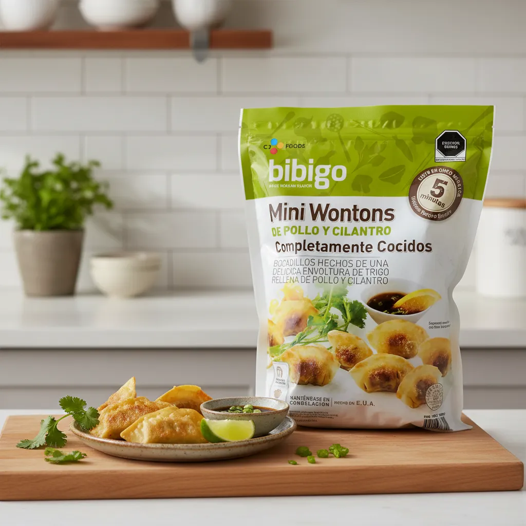 Mini Wontons de pollo y cilantro
